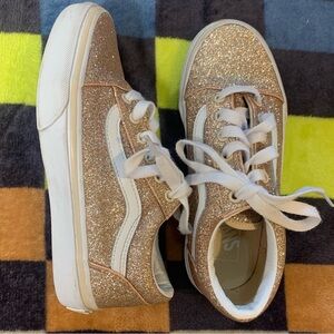 Vans Kids Glitter Sneakers - Rose Gold and White